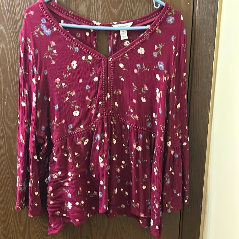 Maroon floral babydoll top